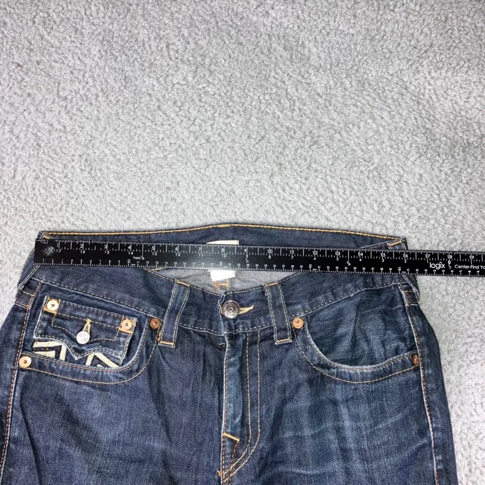 VTG True Religion Bootcut Jeans Men 31 Blue Logo Flap Pocket USA Fit‎ 32x28